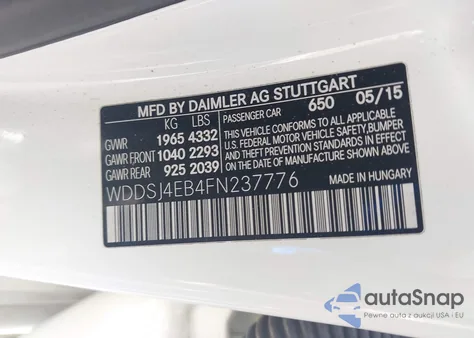 2015 Mercedes-Benz Cla 250 from USA, damaged, VIN WDDSJ4EB4FN237776